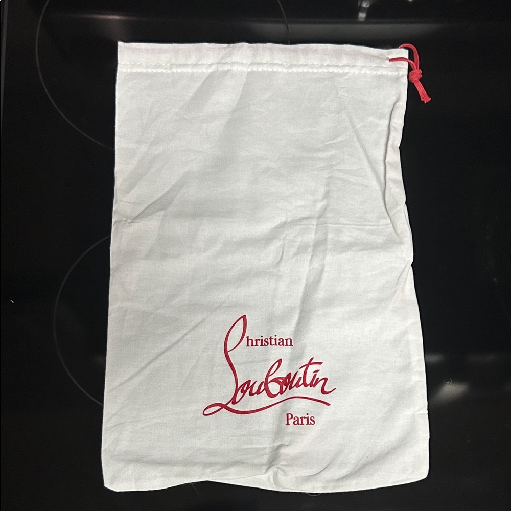 Christian Louboutin White Bag with Red Logo 9x14